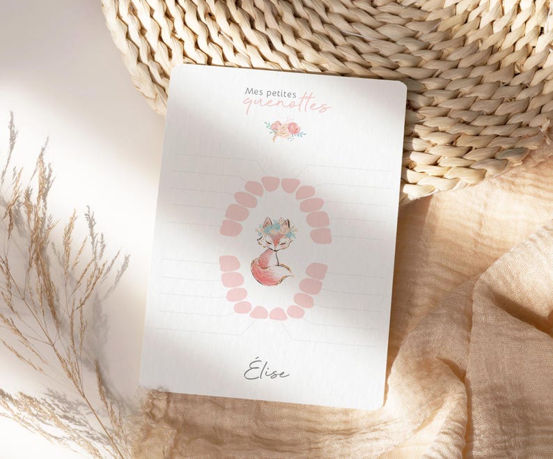 Carte dents bébé, carte quenottes, petite souris, motif renarde bohème image 3
