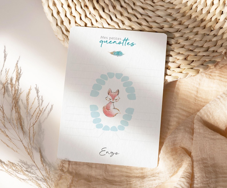 Carte dents bébé, carte quenottes, petite souris, motif renard image 3
