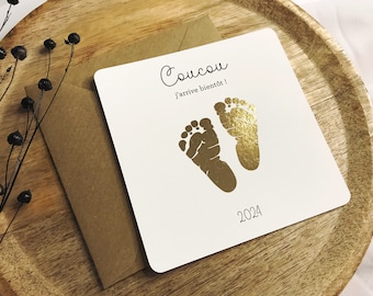 Carte annonce grossesse, carte grossesse avec dorure personnalisée