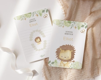 Carte dents bébé, carte quenottes, petite souris, motif lion dans la savane