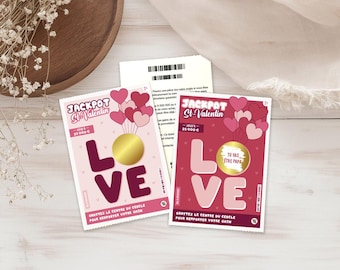 Valentine's Day scratch-off game, personalized scratch-off ticket, personalized announcement card (Pregnancy, Wedding...)