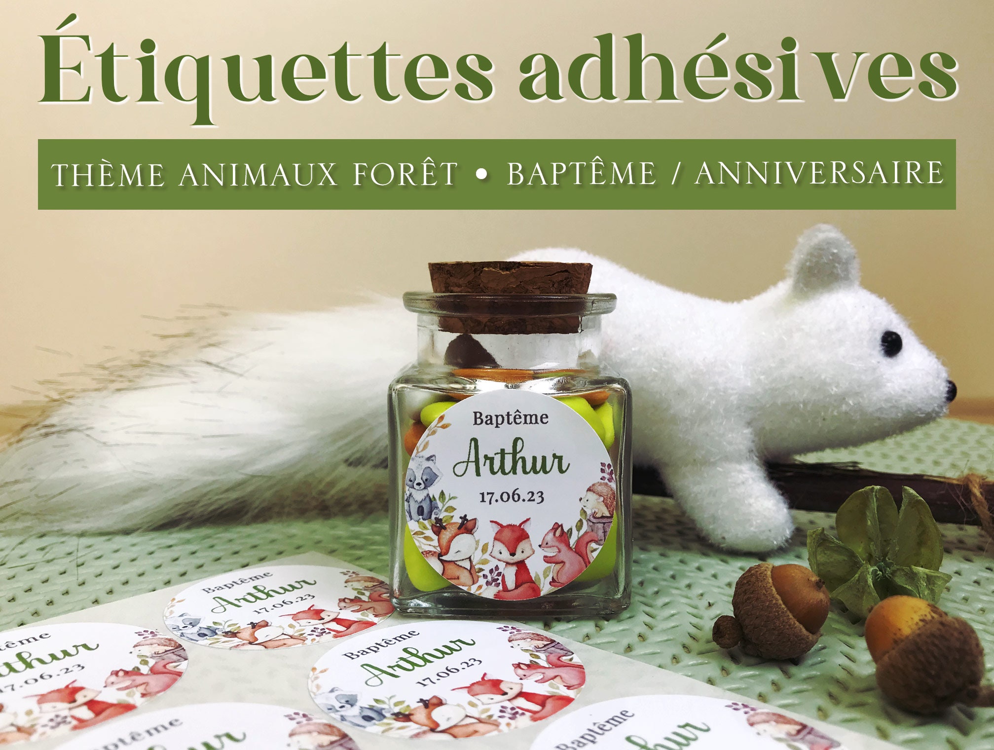 stickers Animaux de la Forêt - La Biche et son Petit - Stickers Malin