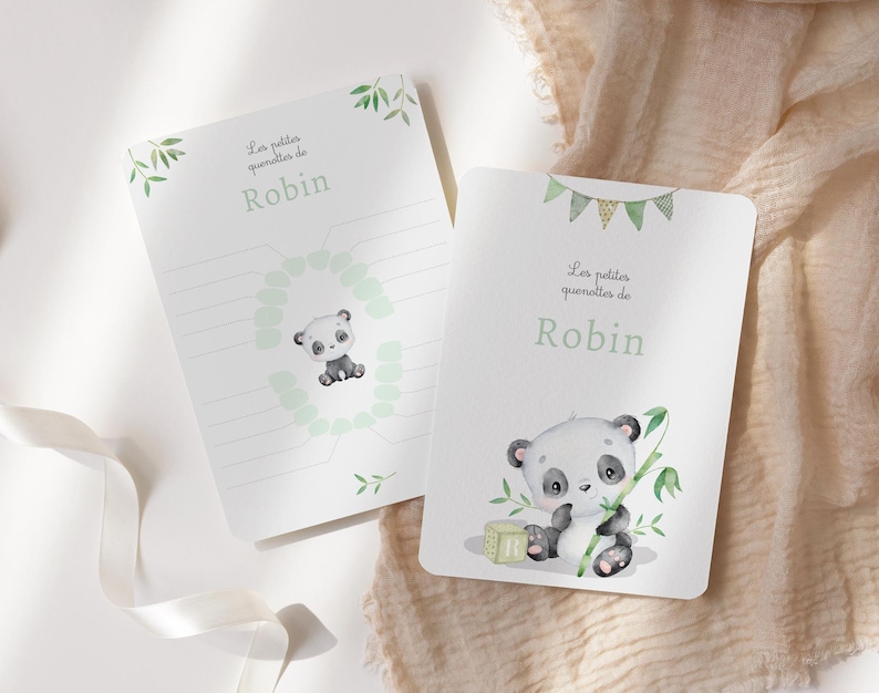 Carte dents bébé, carte quenottes, petite souris, motif panda image 1