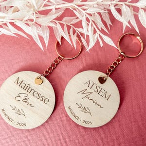 Personalized wooden keychain for teacher, ATSEM, nanny..., End of school year gift