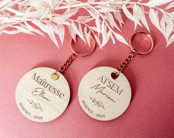 Personalized wooden keychain for teacher, ATSEM, nanny..., End of school year gift