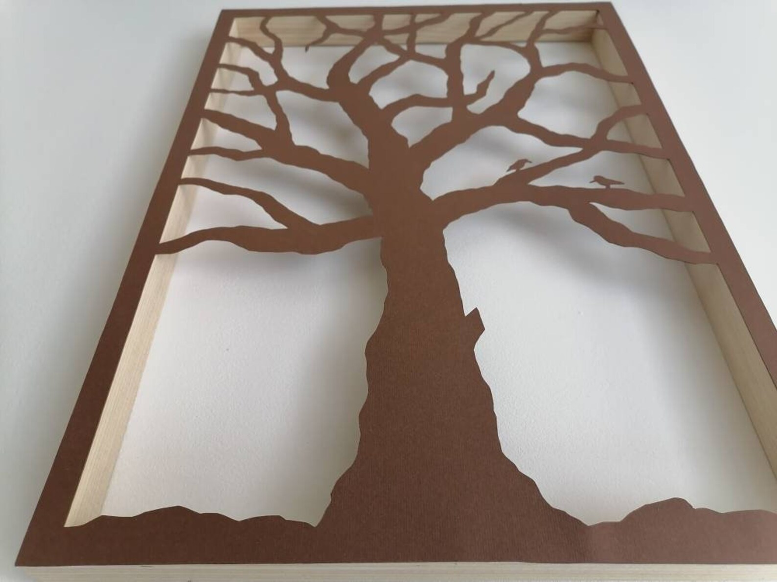 Brown tree wall decor paper tree wall art 3D framed paper Etsy
