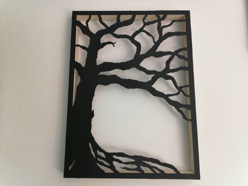 Black Tree Wall Decor Dark Art Cardboard Wall Decor Hand Etsy