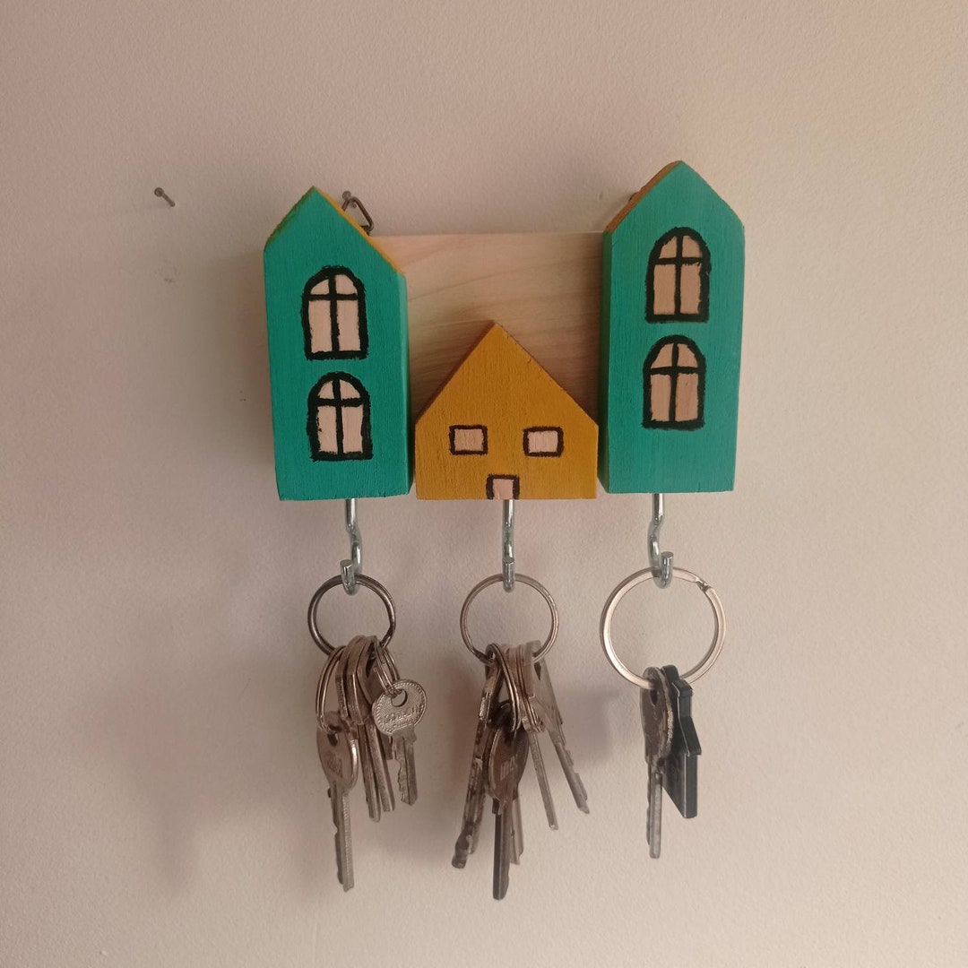 Mini Key Holder Key Hooks Wooden Key Holder Family Key Etsy