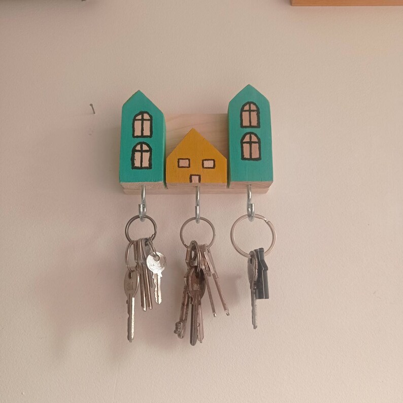 Mini Key Holder Key Hooks Wooden Key Holder Family Key Etsy