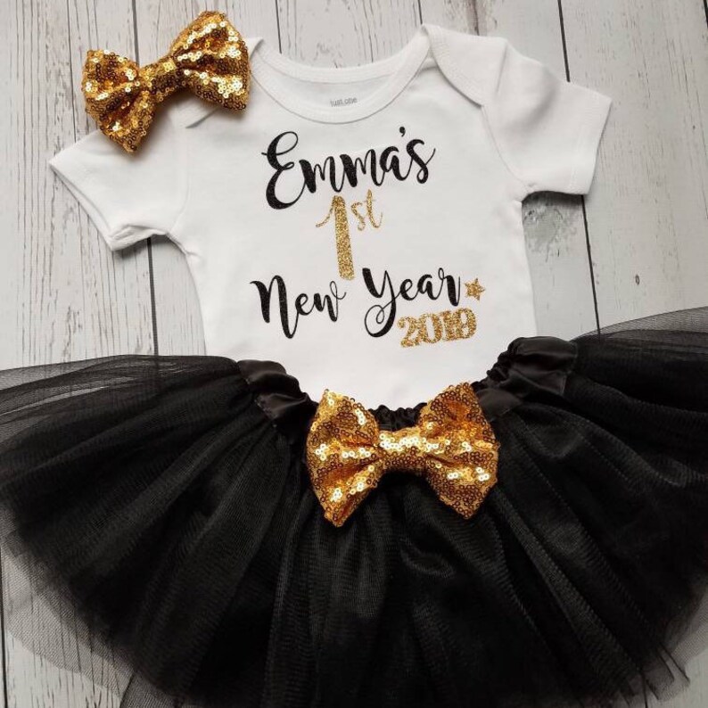 Custom Name Baby Girl First New Year Outfit Personalized New Year Onesie\u00ae Girl 1st New Year 2019 Outfit Personalized Bodysuit Baby/'s First