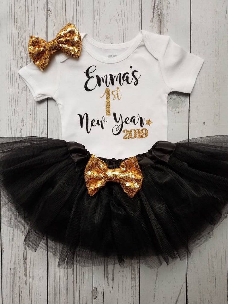 Custom Name Baby Girl First New Year Outfit Personalized New Year Onesie\u00ae Girl 1st New Year 2019 Outfit Personalized Bodysuit Baby/'s First