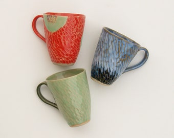 Mug fait main, service à thé fait main, mug artisanal, poterie polonaise, mug vert fait main, céramique moderne, mug matcha en grès, tasse à café