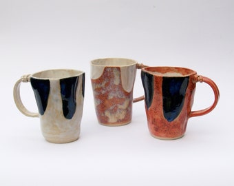 Tasse à thé en céramique, tasse à café faite à la main, verres en grès, vaisselle en argile artistique fabriquée à la main, poterie polonaise contemporaine, céramique moderne