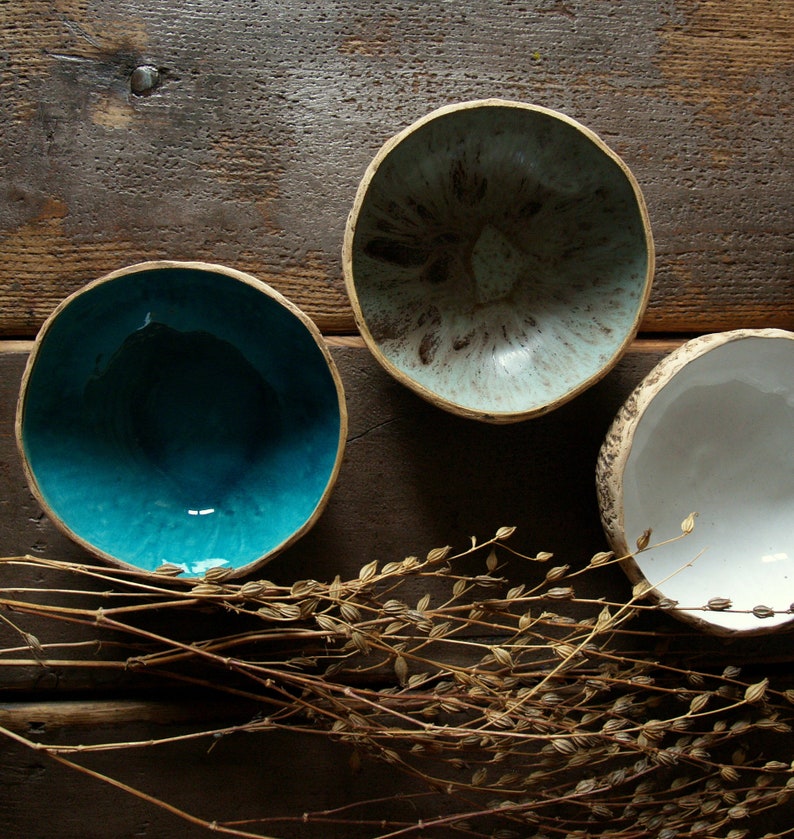 Stoneware bowl, handmade soup bowl, rice bowl, blue, white & gray handmade dinnerware, Polish pottery, modern ceramics, rustic dinnerware image 2