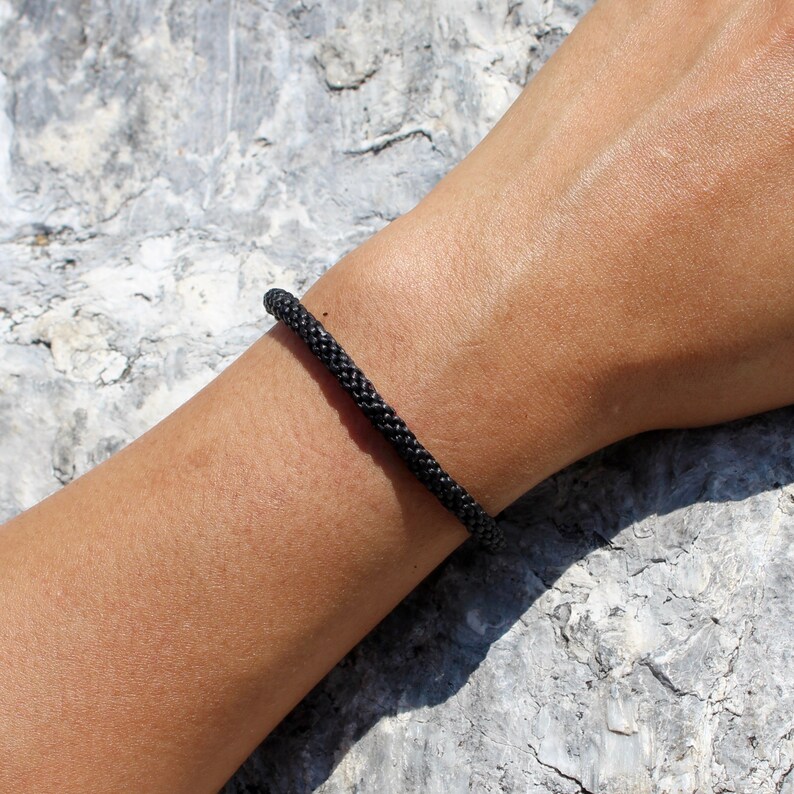 Handmade Black Braided Waxed Cotton String Wristband Thaiinspired