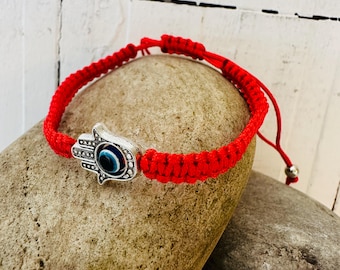 Bracciale Sacro Hamsa Mano Malocchio Blu Intrecciato STRING - Foto 3