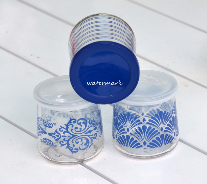 Plastic lids Will fit Oui yogurt jars Blue Lids Etsy