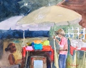 Original Watercolor, Antique Alley, Grandview, TX, Not a Print