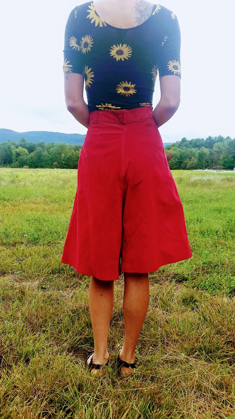 Vintage High Waisted Red Suede Leather Shorts Size Medium Authentic Imports Made in Taiwan 1980s fashion Suede Mom Shorts