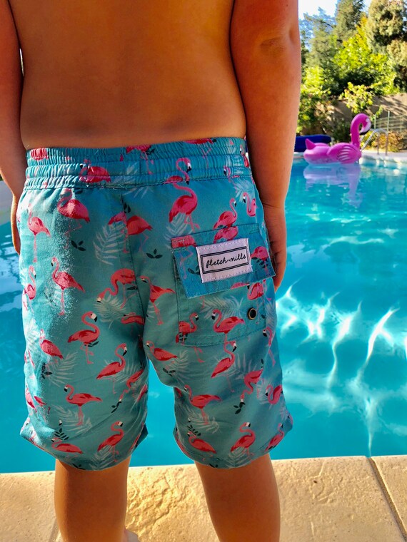 pink flamingo swim shorts