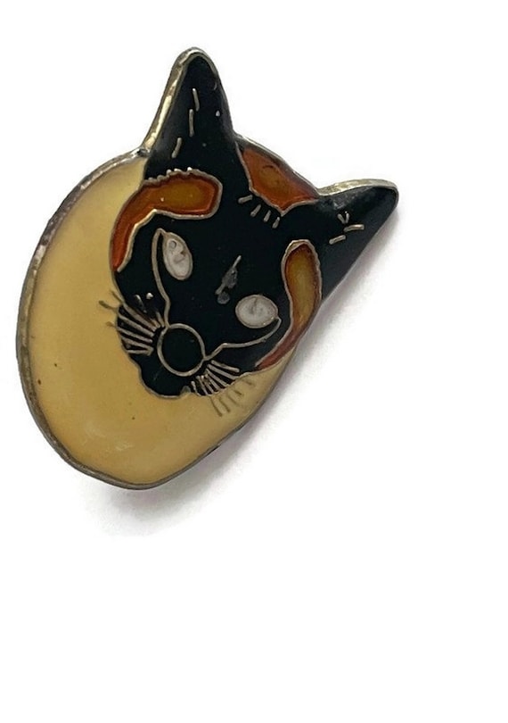 Vintage Enamel Cat Lapel Pin