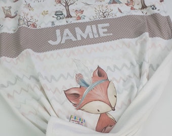 Baby blanket with name * Baby gift * Cuddly blanket * Forest animals Baby Tessalinchen