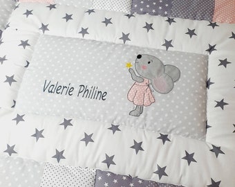 Krabbeldecke personalisiert I Krabbeldecke Baby I Patchworkdeke mit Mäusen I für Zwillinge I tessalinchen