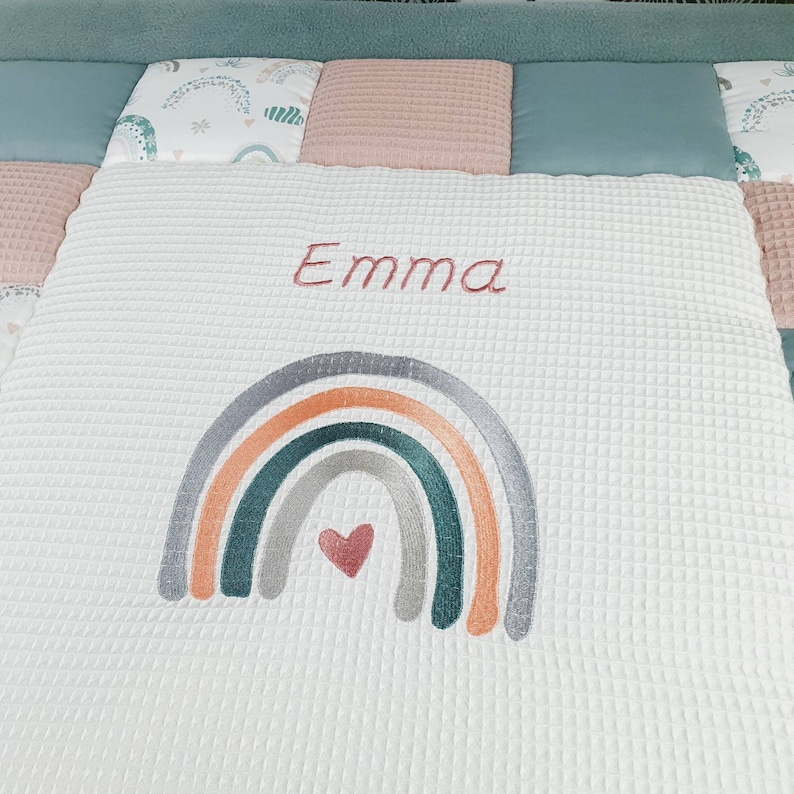 Thick blanket personalized rainbow waffle cream crawling blanket for birth or baptism Tessalinchen image 7