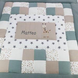 Krabbeldecke personalisiert Patchwork Decke Baby Giraffe Krabbeldecke mit Namen Tessalinchen Bild 2