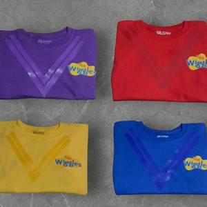 Wiggles tshirt short sleeve with logo and double V- all colour available- price is per Tshirt