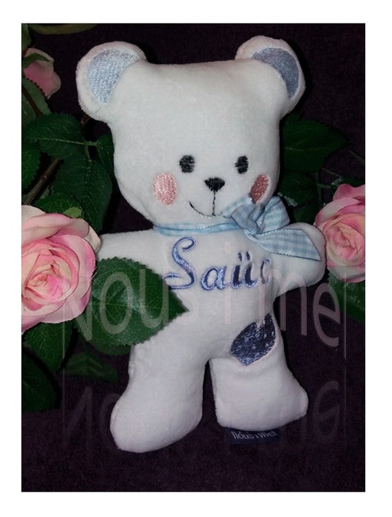 teddy bear with embroidered name