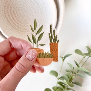 Blumentopf Aufkleber | Topfpflanzen & Sukkulenten | Pflanzenmama Geschenk | Klar 5,5cm x 7,5cm