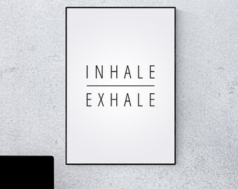 Inademen uitademen typografie print, minimalistische muurkunst (digitale download)