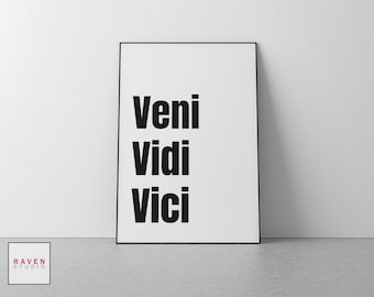 Veni Vidi Vici-afdruk, poster met Latijnse quote (digitale download)