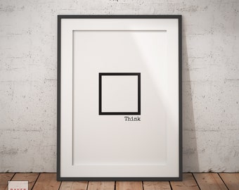 Impresión "Piensa fuera de lo común", decoración minimalista de oficina (descarga digital)
