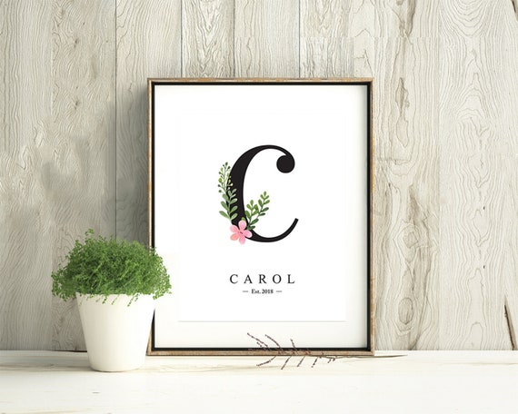 A LETTER INITIAL ART PRINT Wall Vintage 8x10 11x14 12x16 16x20 inch Font Decor