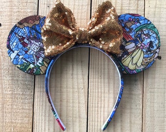 Beauty and the Beast stained glass ears, disney mouse ears