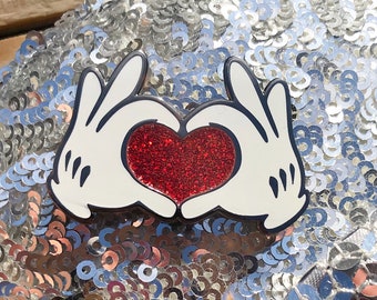 MICKEY RED GLITTER heart enamel pin