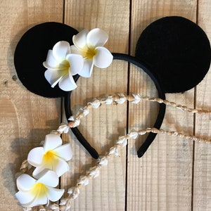 Hawaiian floral Black Velvet mouse ears, disney ears, flower mickey ears
