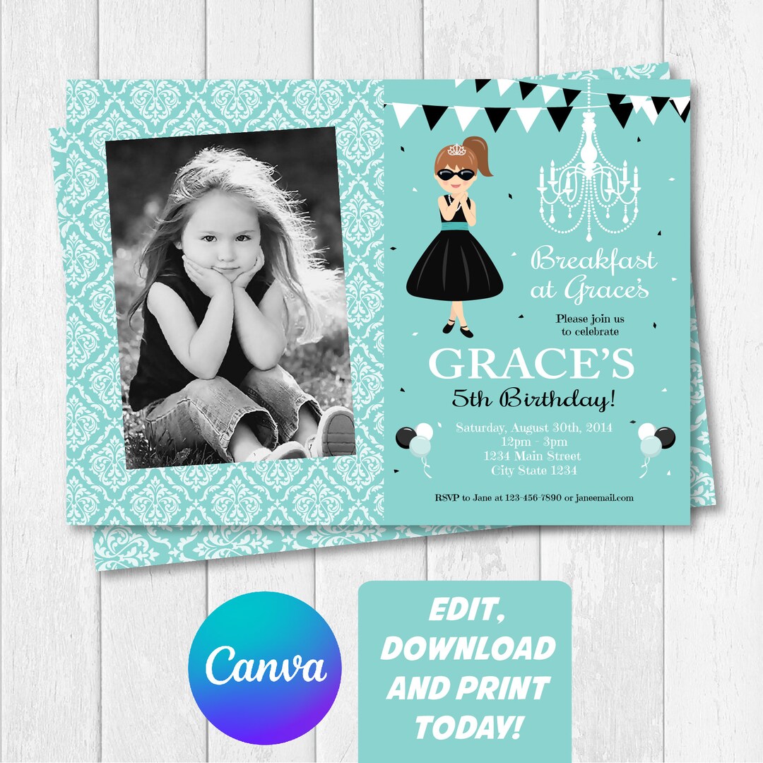 Self Editable, Breakfast at Tiffany's Invitation, Breakfast at Tiffany ...