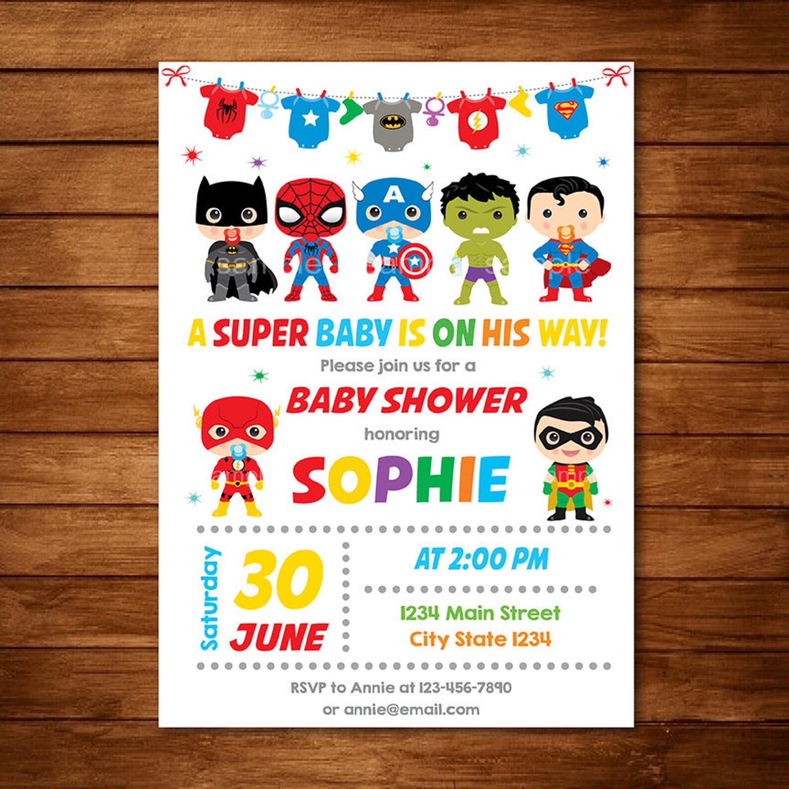 Superheroes Baby Shower Invitation Avengers Baby Shower Etsy