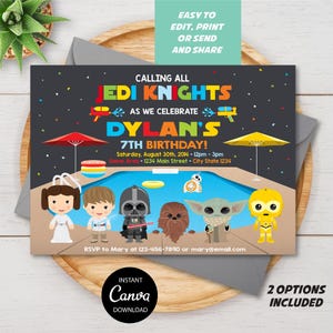 EDITABLE, Star Wars Pool Birthday Invitation, Star Wars Pool Party, Star Wars Pool Invite, Canva template - INSTANT DOWNLOAD