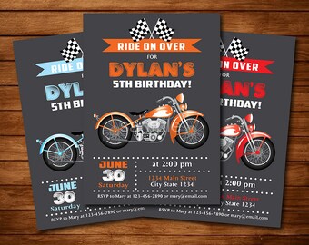 Moto Invitation Etsy