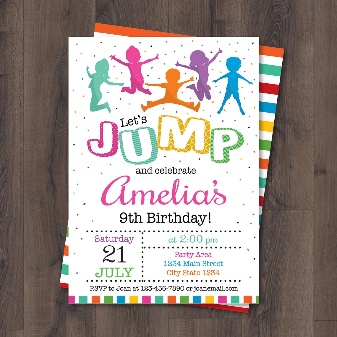 Editable Jump Birthday Invitation Jump Invitation Jump Etsy