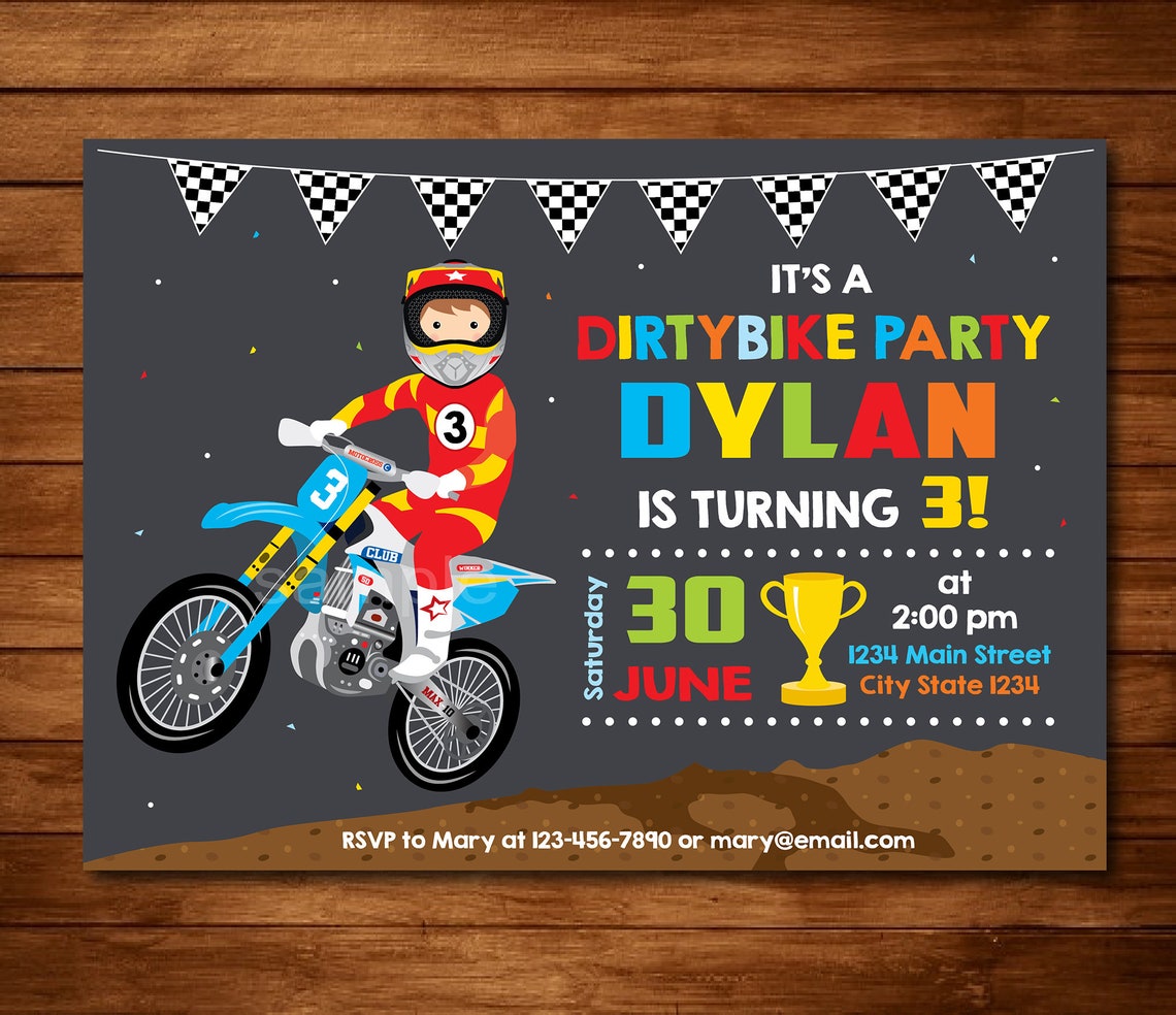 Motocross Birthday Invitation Motocross party Chalkboard | Etsy