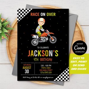EDITABLE, Motocross Birthday Invitation, Motocross party, Motocross Invitation, Canva Template, INSTANT DOWNLOAD