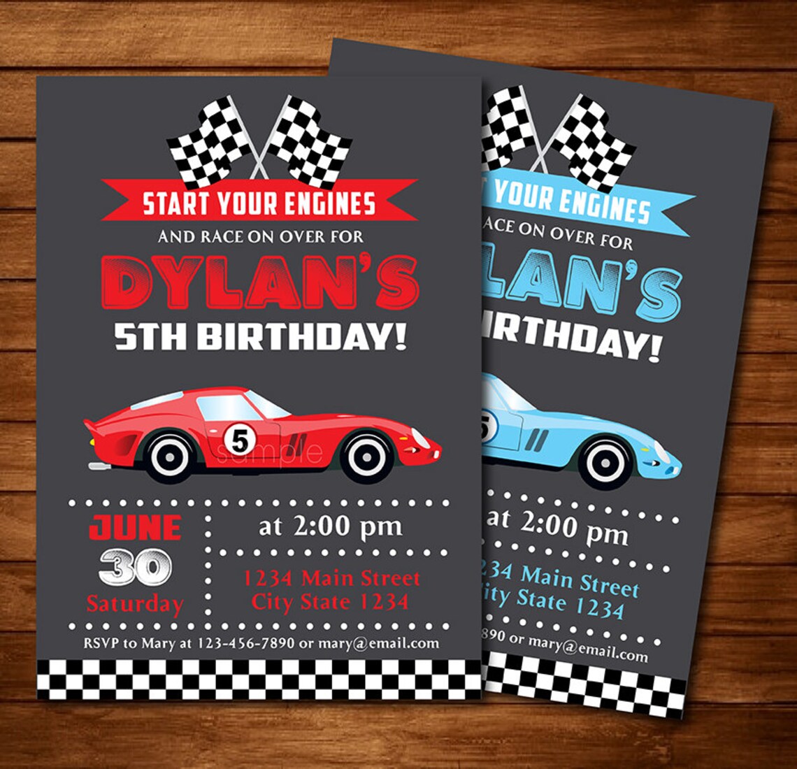 Invitation danniversaire de voiture de course partie de Etsy