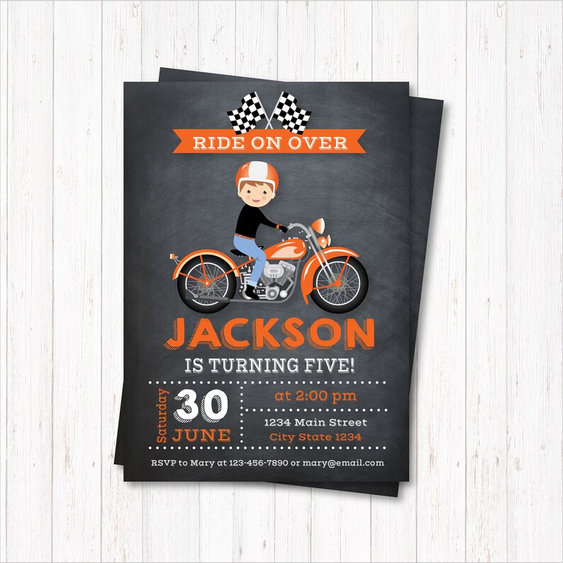 Editable Motorcycle Birthday Invitation Motorcycle Party - Etsy