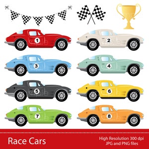 Digitale clipart - raceauto's voor scrapbooking, uitnodigingen, papierkunst, kaarten maken, tafeldecoraties, alleen VOOR PERSOONLIJK GEBRUIK