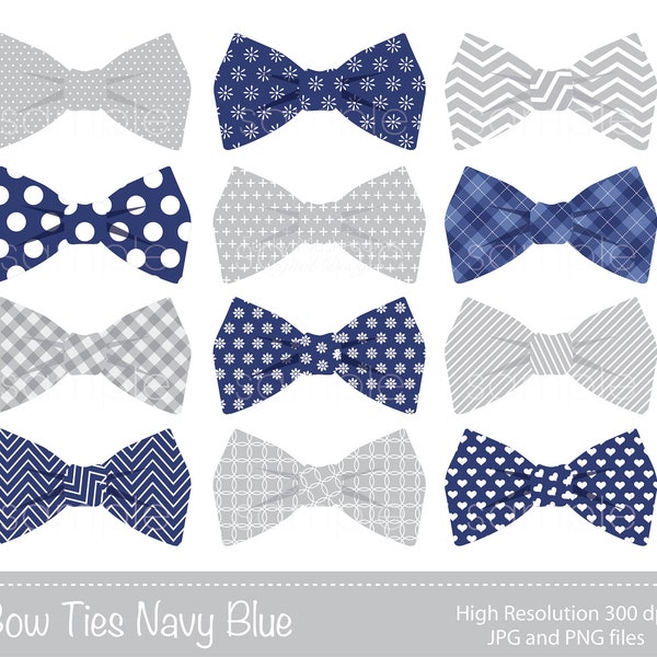 Digital Clipart - Bow Tie Clipart, Navy Blue Bow Tie, Bowtie Clip art, Navy Blue,  Grey, Centerpieces, INSTANT DOWNLOAD